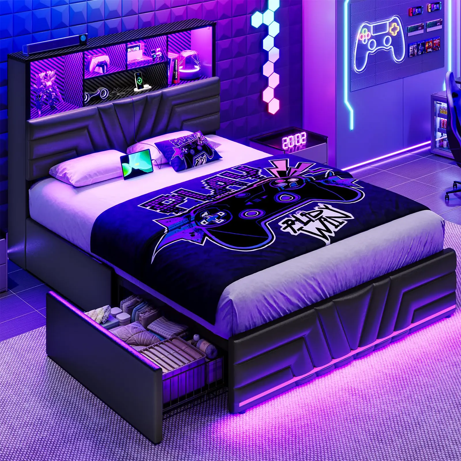 Esports Gaming Bed - Rangka Tempat Tidur Ukuran Besar dengan