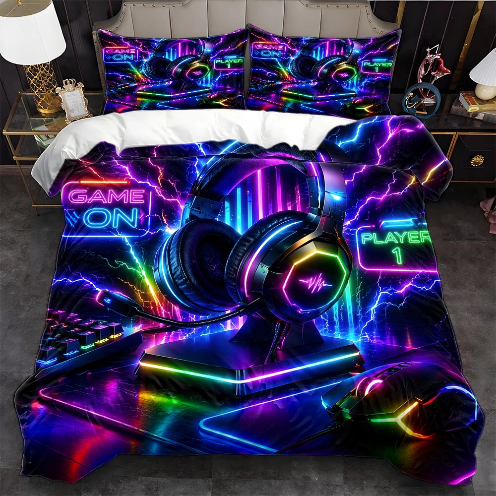 Set Selimut Gaya Neon E-Sports - Esports Gaming Bed ulasan dan harga